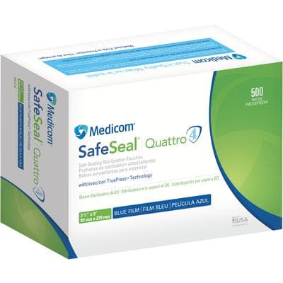 Medicom SafeSeal Quattro Self-Sealing Sterilization Pouches, 3.5" x 9", Blue Film, 500/Box, 88010-4B thumbnail 19
