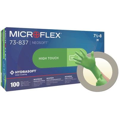Microflex NeoSoft Neoprene Exam Gloves, Powder Free, Non-Sterile, Medium, Light Green, 100/Box, 73837080 thumbnail 12
