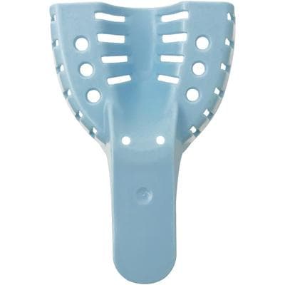 Patterson® Disposable Plastic Impression Trays, Perforated, Blue, Size 3 Medium, Upper, 12/Pkg - Patterson® Disposable Plastic Impression Trays – Perforated, Blue, 12/Pkg - 3 Medium, Upper - Image 1