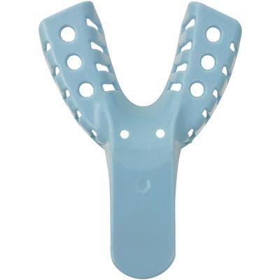 Patterson® Disposable Plastic Impression Trays, Perforated, Blue, Size 6 Small, Lower, 12/Pkg - Patterson® Disposable Plastic Impression Trays – Perforated, Blue, 12/Pkg - 6 Small, Lower - Image 1
