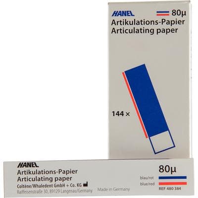 Coltene Hanel Articulating Paper, 80 Micron I-Shape Strips, Blue-Red, 144/Box thumbnail 3