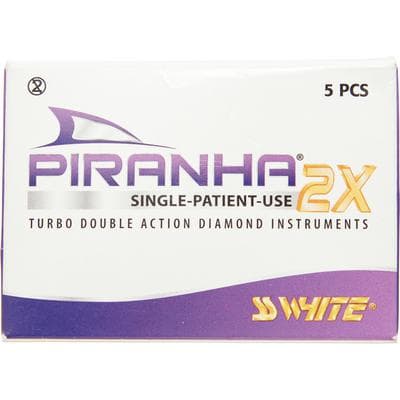 Piranha® 2X Single Patient Use Turbo Double Action Diamond Burs – FG, Medium, Blue, 5/Pkg - Tapered Fissure Round End, #855-023-2X, 1.8 mm Head Diameter, 6.0 mm Head Length thumbnail 6