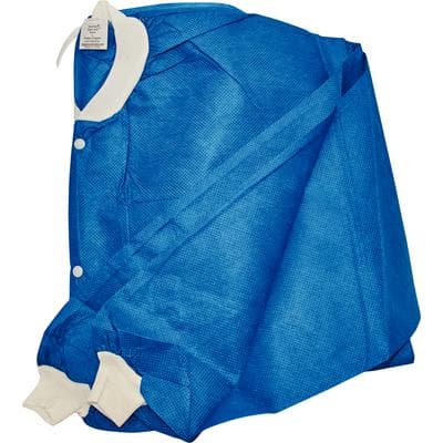 Extra-Safe Hip Length Lab Jacket, Large, Deep Sea Blue, 10/Pack, SMS Fabric, Latex-Free, AAMI Level 3 thumbnail 4