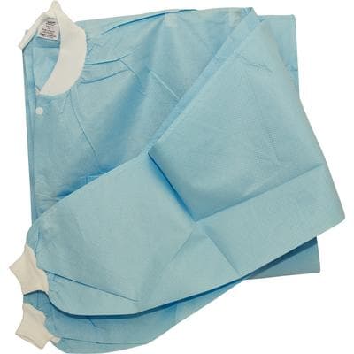 Extra-Safe Sky Blue Knee-Length Lab Coat, AAMI Level 3, SMS, Snap Front, Knit Cuffs, XX-Large, 10/Pk, 3660SB2XL thumbnail 7