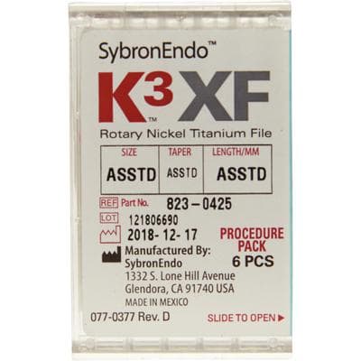 Kerr K3XF NiTi Rotary File Procedure Pack, .04 Taper, 25mm & 17mm Assorted, 6/Pack, 823-0425 thumbnail 7
