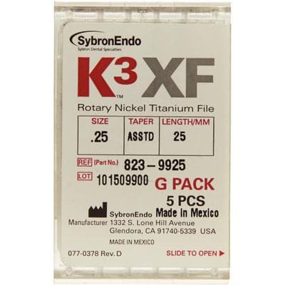 Kerr K3XF Nickel Titanium Rotary Files G-Pack, 25 mm, Size 25, 5/Pkg, 823-9925 thumbnail 4