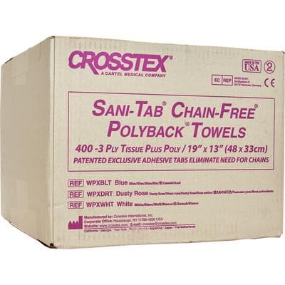 Crosstex Sani-Tab Chain-Free Patient Towel, 3-Ply Tissue with 1-Ply Poly, White, 13" x 19", 400/Case, WPXWHT thumbnail 9