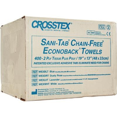 Crosstex Sani-Tab Chain-Free Patient Towels, 2-Ply Tissue with 1-Ply Poly, White, 13" x 19", 400/Box, WEXWHT thumbnail 14