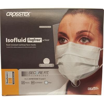 Crosstex Isofluid FogFree SecureFit Earloop Procedure Mask with Wrap-Around Shield, ASTM Level 1, Blue, 25/Box, GCIPWBSF thumbnail 12