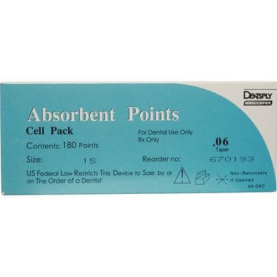 Dentsply Maillefer Absorbent Paper Points, Sterile, .06 Taper, #15 (White), 180/Pack, 670193 thumbnail 12