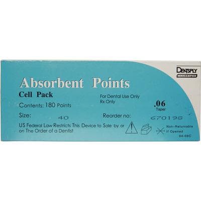 Dentsply Sirona Maillefer Absorbent Paper Points, #40, .06 Taper, Sterile, Cell Pack, 180/Pk, 670198 thumbnail 13