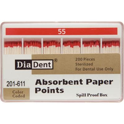 DiaDent Absorbent Paper Points, Non-Marked, .02 Taper, ISO Size #55, Red, Slide Package, 200/Box thumbnail 4
