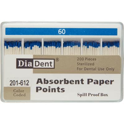 DiaDent Absorbent Paper Points, #60 Blue, .02 Taper, Non-Marked, Spill-Proof Box of 200 thumbnail 4