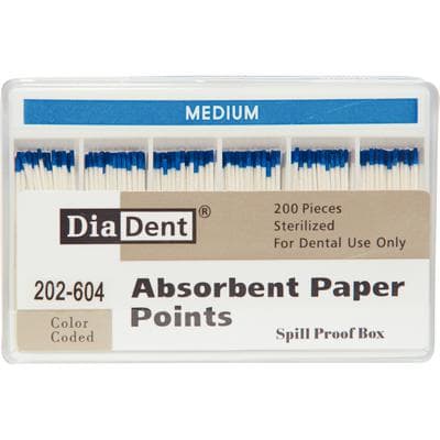DiaDent Absorbent Paper Points, Medium, Blue, .02 Taper, Non-Marked, Spill-Proof Box, 200/Box thumbnail 6