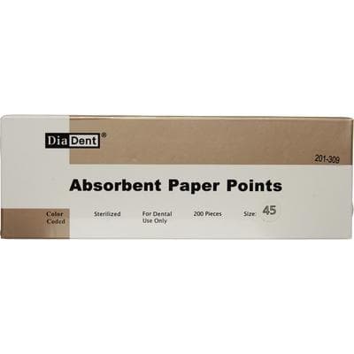 DiaDent Absorbent Paper Points, Cell Pack, #45 White, .02 Taper, Non-Marked, 200/Box thumbnail 6