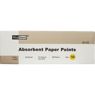 DiaDent Absorbent Paper Points, #50 Yellow, .02 Taper, Non-Marked, Sterile Cell Pack, 200/Box thumbnail 6