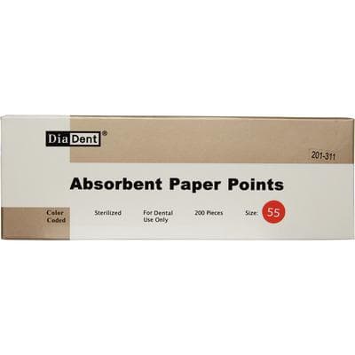 DiaDent Absorbent Paper Points, Cell Pack, #55 (Red), Non-Marked, ISO .02 Taper, 200/Box thumbnail 5