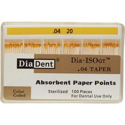 DiaDent Dia-ISO GT Absorbent Paper Points, .04 Taper, #20, Yellow, 100/Box thumbnail 5