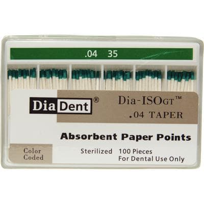 DiaDent Dia-ISO GT Absorbent Paper Points, .04 Taper, ISO Size #35, Green, 100/Pk, 210-S607 thumbnail 5