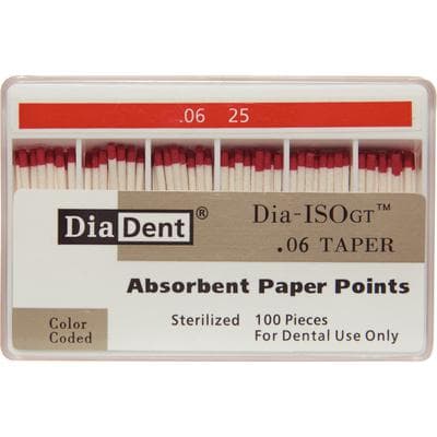 Diadent DIA-ISOGT Absorbent Paper Points, .06 Taper, ISO Size #25, Red, 100/Pk, 212-S605 thumbnail 3
