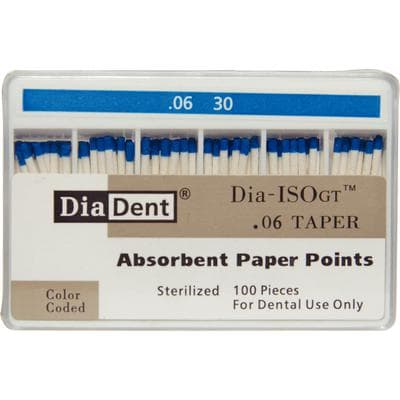 DiaDent Dia-ISO GT Absorbent Paper Points, .06 Taper, ISO #30, Blue, 100/Box thumbnail 5