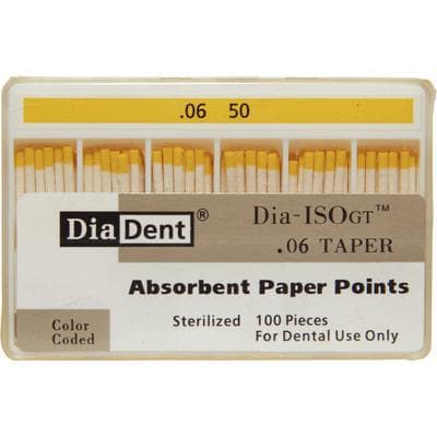 DiaDent Dia-ISO GT Absorbent Paper Points, .06 Taper, ISO #50, Yellow, 100/Box thumbnail 6