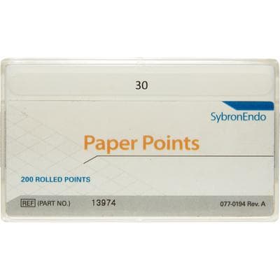 Kerr Endodontics Absorbent Paper Points, ISO #30, Standard 0.02 Taper, Presterilized, White, 200/Pk, #13974 thumbnail 9