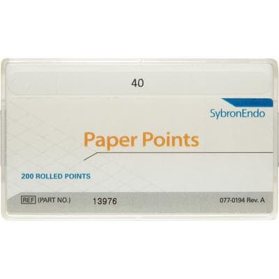 Kerr/SybronEndo Absorbent Paper Points, ISO #40, Standard 0.02 Taper, White, 200/Bx, #13976 thumbnail 7