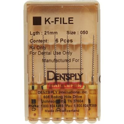 Dentsply Maillefer K-File, Stainless Steel, Size #50, 21mm, Yellow, 6/Pack, 671109 thumbnail 12