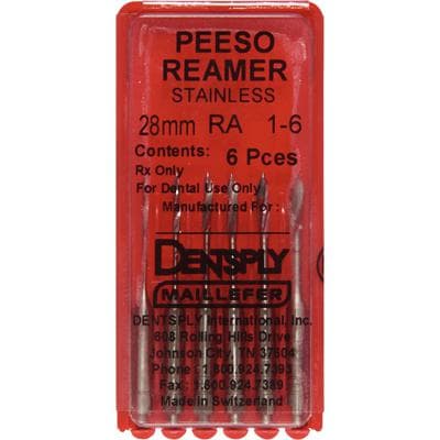 Dentsply Maillefer Stainless Steel Peeso Reamers, RA, 28 mm, Assorted #1-6, 6/Pk, 671543 thumbnail 7