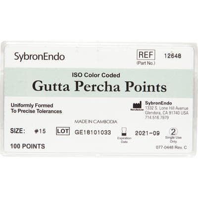 Kerr Standardized Gutta Percha Points, 0.02 Taper, ISO #15, White, 100/Box, 12648 thumbnail 8
