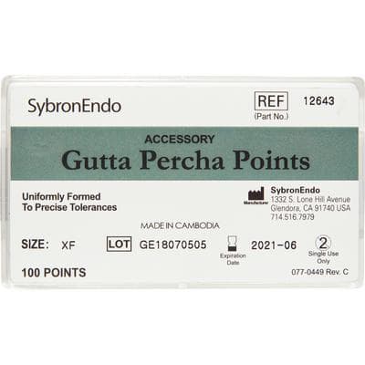 Kerr Tapered Gutta Percha Points, X-Fine (XF), 100/Box, #12643 thumbnail 8