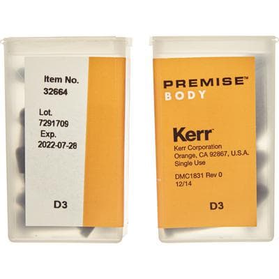 Kerr Premise Universal Nanofilled Composite, Unidose Refill, Body Shade D3, 0.2 g per Tip, 20 Tips/Box, #32664 thumbnail 16