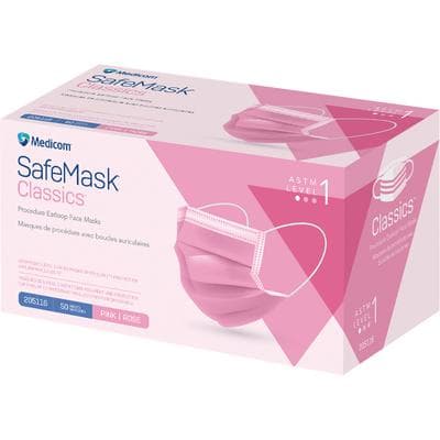 SafeMask® Classics™ Procedure Earloop Face Mask, ASTM Level 1, Latex Free, Pink, 50/Pkg - SafeMask® Classics™ Procedure Earloop Face Mask – ASTM Level 1, Latex Free, 50/Pkg - Pink - Image 1