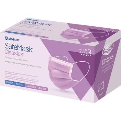 SafeMask® Classics™ Procedure Earloop Face Mask, ASTM Level 3, Latex Free, Lavender, 50/Pkg - SafeMask® Classics™ Procedure Earloop Face Mask – ASTM Level 3, Latex Free, 50/Pkg - Lavender - Image 1