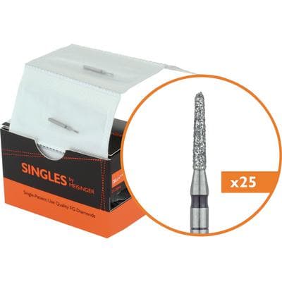 Meisinger Singles Disposable Diamond Bur, FGSS, Round End Taper, Super Coarse, Black Ring, #1112.6CS, 1.200 mm Head Diameter, 25/Pkg - Singles Disposable Diamonds – FGSS, Round End Taper, 25/Pkg - Super Coarse, Black, # 1112.6CS, 1.200 mm Head Diameter - Image 1