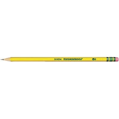 Dixon Ticonderoga HB #2 Yellow Barrel Woodcase Pencil, Soft Lead, Latex-Free Eraser, 12/Box (DIX 1388-2) thumbnail 2