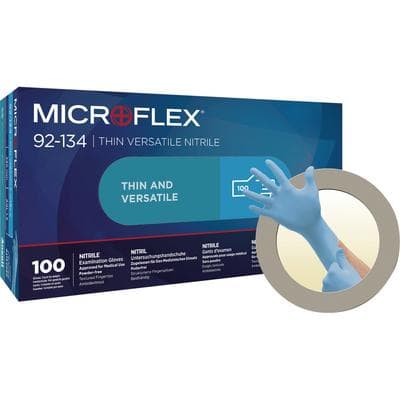Ansell Microflex 92-134 Nitrile Exam Gloves, Powder Free, Non-Sterile, X-Small (5.5-6), Blue, Textured Fingertips, 100/Box, 92134060 thumbnail 12