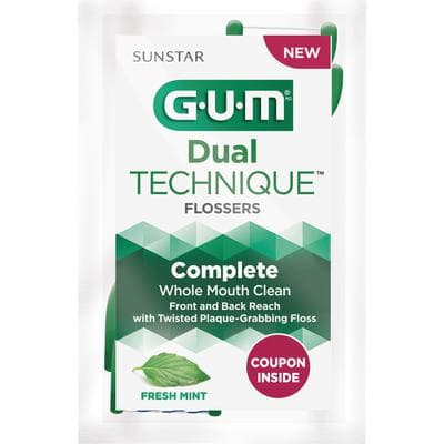 GUM Dual Technique Flossers, Fresh Mint, 2/Pack, 48 Packs/Box, 821PQ thumbnail 7