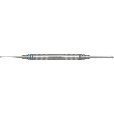 Nordent Surgical Curette, Double-Ended, Miller #9, Straight Shank, 2.8mm & 3.5mm Spoon Widths, DuraLite ColorRings Handle, Stainless Steel thumbnail 4