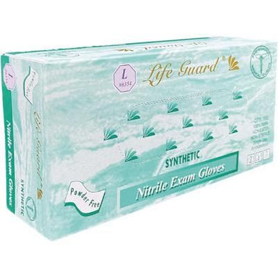 LifeGuard® Nitrile Exam Gloves, Latex Free, Powder Free, Non-Sterile, Blue, Large, 100/Box - LifeGuard® Nitrile Exam Gloves – Latex Free, Powder Free, Blue, 100/Pkg - Large - Image 1