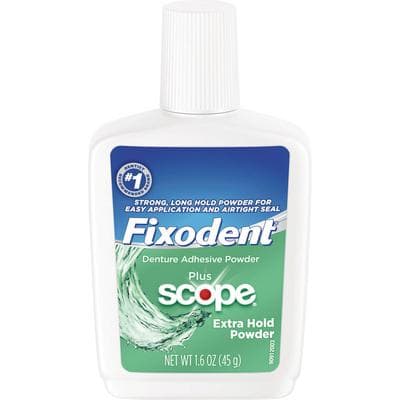 Fixodent Extra Hold Denture Adhesive Powder Plus Scope, 1.6 oz, 24/Case, 80362566 thumbnail 9