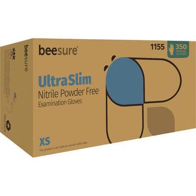 BeeSure UltraSlim Nitrile Exam Gloves, Powder Free, Non-Sterile, X-Small, Blue, 350/Box, BE1155 thumbnail 16