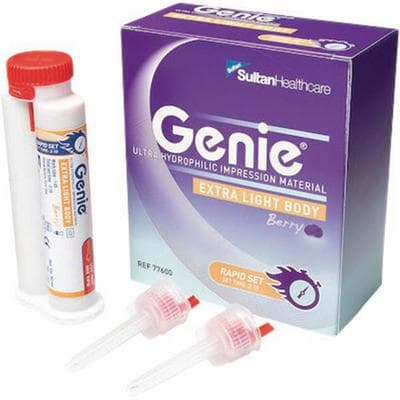 Genie VPS Impression Material, Extra Light Body, Rapid Set, Berry Flavor, 2 x 50 mL Cartridges with Mixing Tips thumbnail 4