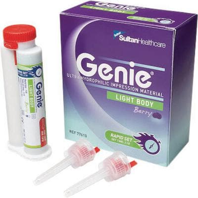 Genie VPS Impression Material, Light Body, Rapid Set, Berry Flavor, 2 x 50 mL Cartridges with Mixing and Intraoral Tips thumbnail 4