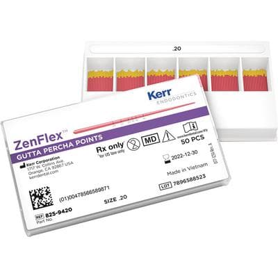 ZenFlex™ Gutta Percha Points, .04 Taper, Size 20 (ISO 0.20), Yellow, Pre-Tipped, 50/Pack, 825-9420 thumbnail 8
