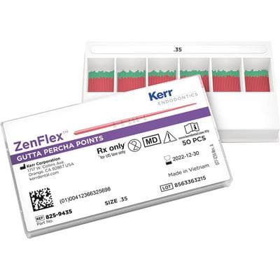 Kerr Dental ZenFlex Gutta Percha Points, .04 Taper, Size 35 (0.35 mm Tip), ISO Color-Coded Green, 50/Pk, 825-9435 thumbnail 8