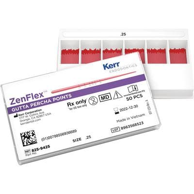 ZenFlex Gutta Percha Points, .06 Taper, Size #25 (0.25), Red, ISO Color-Coded, Pre-Tip, 50/Pack, 825-9625 thumbnail 14