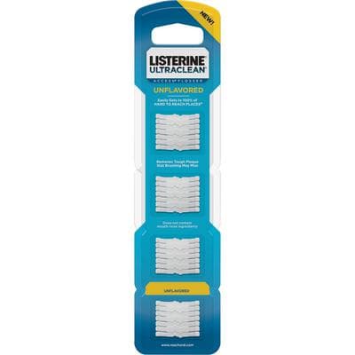 Listerine Ultraclean Access Disposable Snap-On Flosser Head Refills, Unflavored, Twisted Floss, Standard Thickness, 28 Heads per Blister Pack, 48 Blister Packs per Case - Listerine® Ultraclean® Disposable Snap-On Flosser Head Refills - Unflavored - Image 1