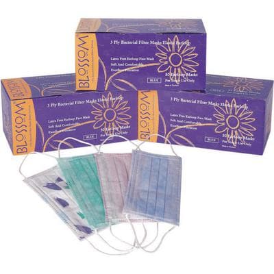 Blossom Surgical Face Mask ASTM Level 2, 3-Ply Earloop, Latex-Free, Purple, 50/Box thumbnail 3